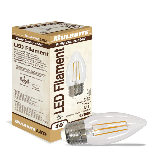 B11 4.5W Dimmable Clear Filament LED Light Bulb with E26 Base, 2700K, 350 Lumens, 6-Pack