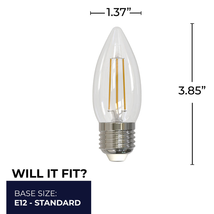 B11 4.5W Dimmable Clear Filament LED Light Bulb with E26 Base, 2700K, 350 Lumens, 6-Pack