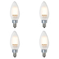 B11 4W Dimmable Milky Filament LED Light Bulb with E12 Base, 2700K, 300 Lumens, 4-Pack
