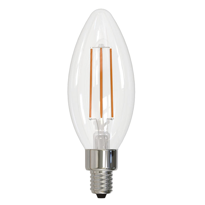 B11 5.1W Dimmable Clear Filament LED Light Bulb with E12 Base, 2700K, 500 Lumens, 4-Pack