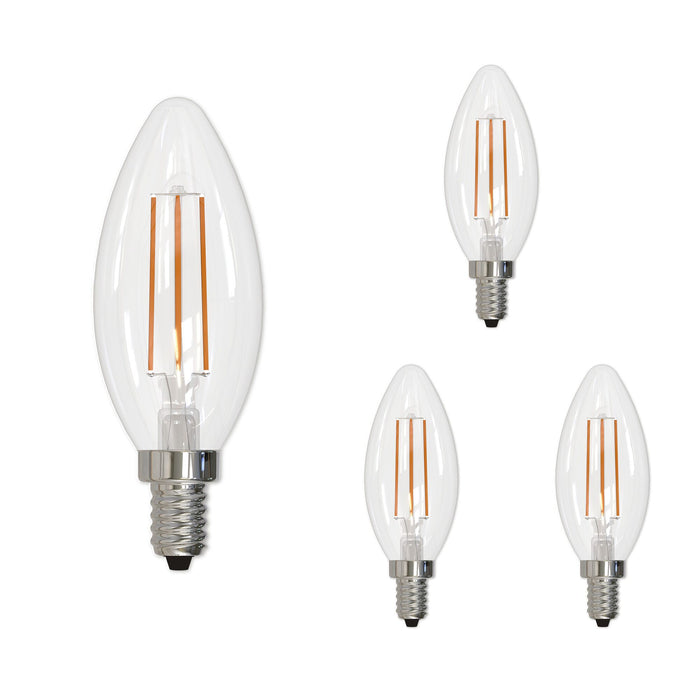 B11 5.1W Dimmable Clear Filament LED Light Bulb with E12 Base, 4000K, 500 Lumens, 4-Pack