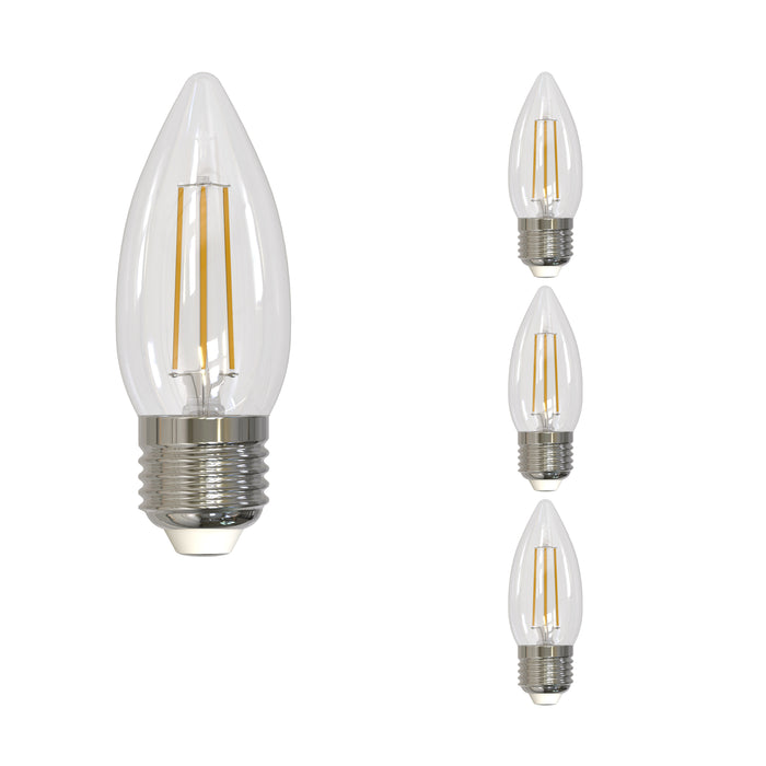 B11 5.5W Dimmable Clear Filament LED Light Bulb with E26 Base, 3000K, 500 Lumens, 4-Pack