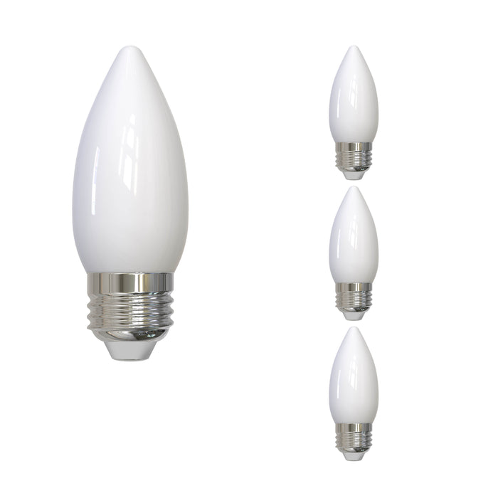 B11 5.5W Dimmable Milky Filament LED Light Bulb with E26 Base, 2700K, 500 Lumens, 4-Pack