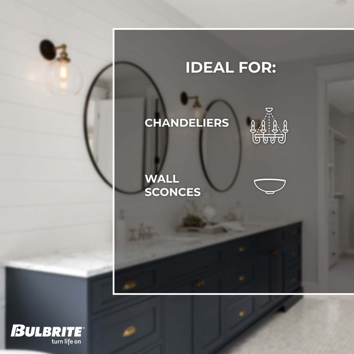 B11 5W Dimmable Clear Filament LED Light Bulb with E12 Base, 3000K, 500 Lumens, 3-Pack