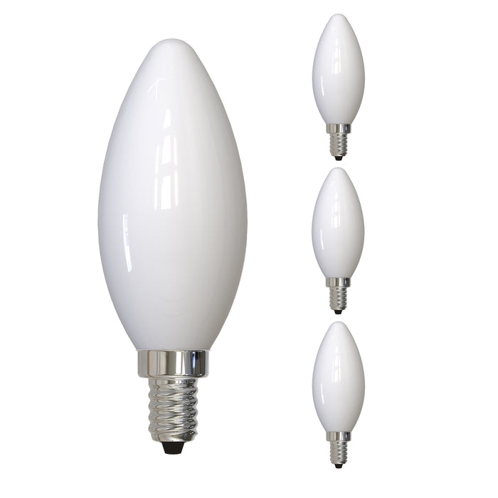 B11 5W Dimmable Milky Filament LED Light Bulb with E12 Base, 4000K, 500 Lumens, 4-Pack