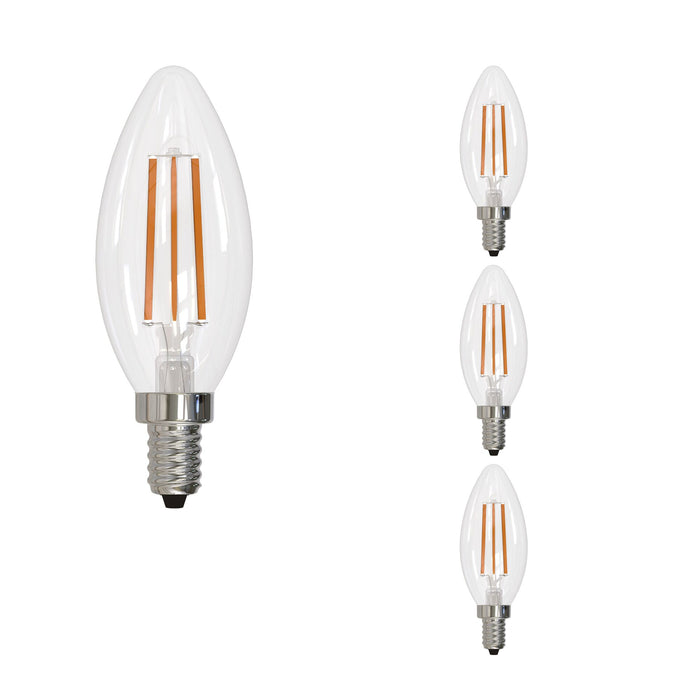 B11 6.5W Dimmable Clear Filament LED Light Bulb with E12 Base, 2700K, 750 Lumens, 4-Pack