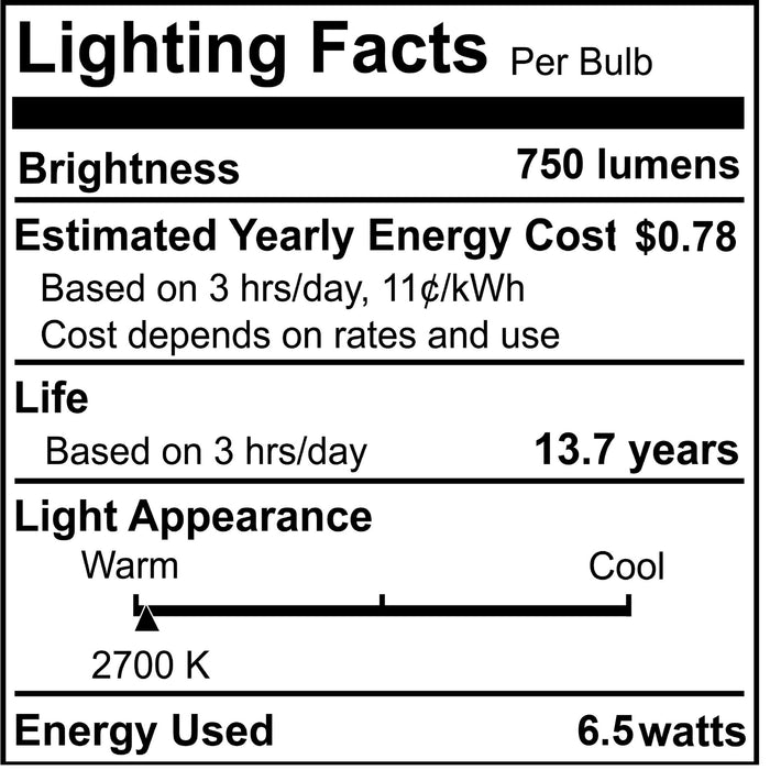 B11 6.5W Dimmable Milky Filament LED Light Bulb with E12 Base, 2700K, 750 Lumens, 4-Pack