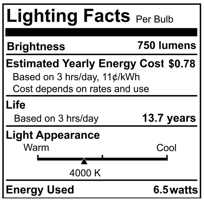 B11 6.5W Dimmable Milky Filament LED Light Bulb with E12 Base, 4000K, 750 Lumens, 4-Pack