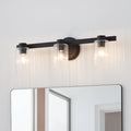 Bedminster 24-inch 3-light Matte Black Vanity Light with Clear Ribbed Glass Shades