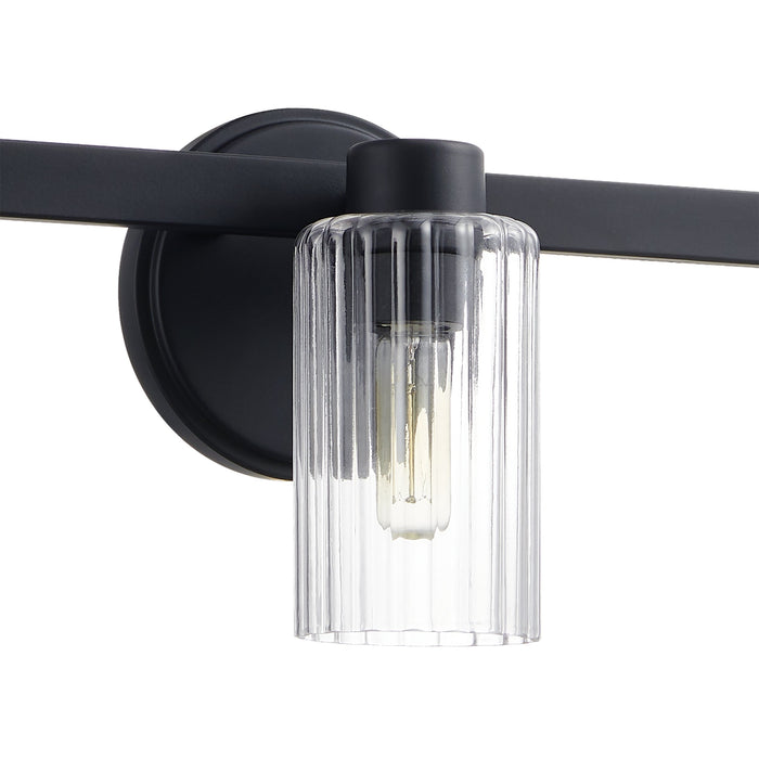 Bedminster 24-inch 3-light Matte Black Vanity Light with Clear Ribbed Glass Shades