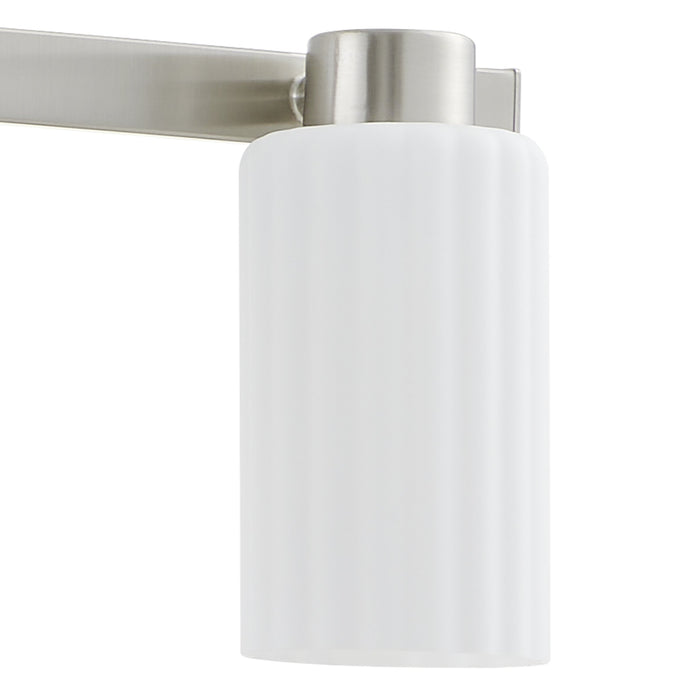 Bedminster 30-inch 4-light Brushed Nickel Vanity Light with Etched Opal Ribbed Glass Shades