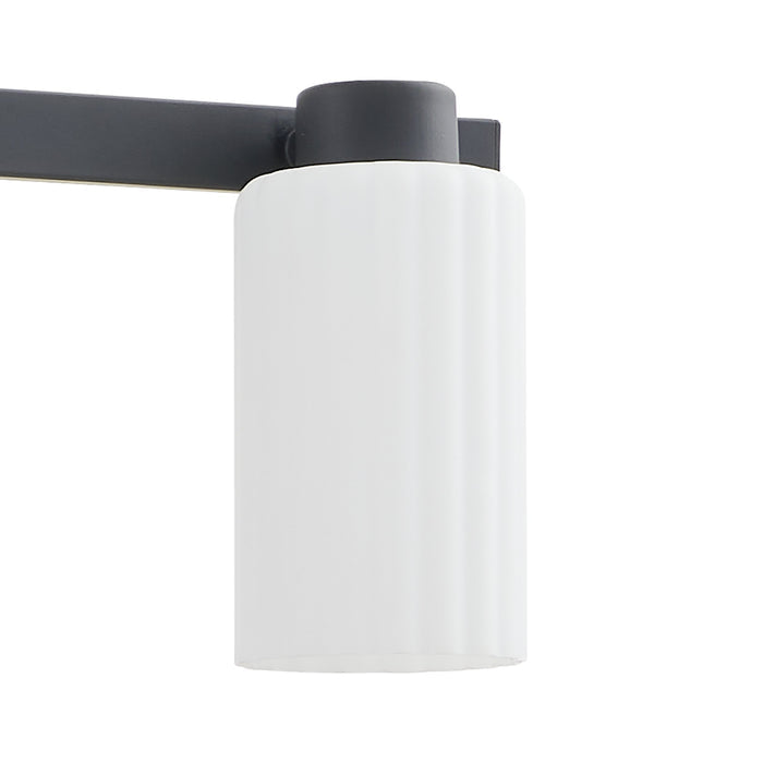 Bedminster 30-inch 4-light Matte Black Vanity Light with Etched Opal Ribbed Glass Shades