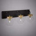 Matte Black/Aged Brass Bianca 3-Light Vanity Light  Clear Glass Dimmable