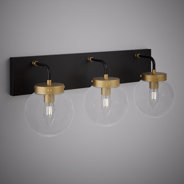 Matte Black/Aged Brass Bianca 3-Light Vanity Light  Clear Glass Dimmable