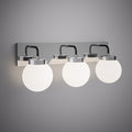 Polished Chrome/Black Bianca 3-Light Vanity Light  Opal Glass Dimmable