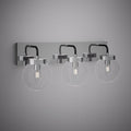 Polished Chrome/Black Bianca 3-Light Vanity Light  Clear Glass Dimmable