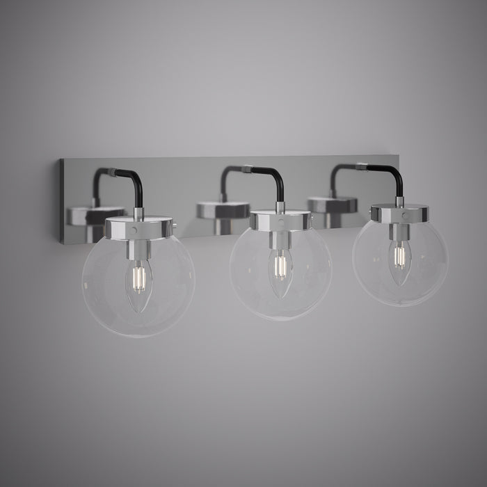 Polished Chrome/Black Bianca 3-Light Vanity Light  Clear Glass Dimmable