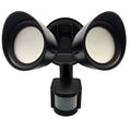 Black 24W 2-Head LED Outdoor Security Flood Light, 4000K, 2000 Lumens, 10.188-inch Dia x 11.625-inch L