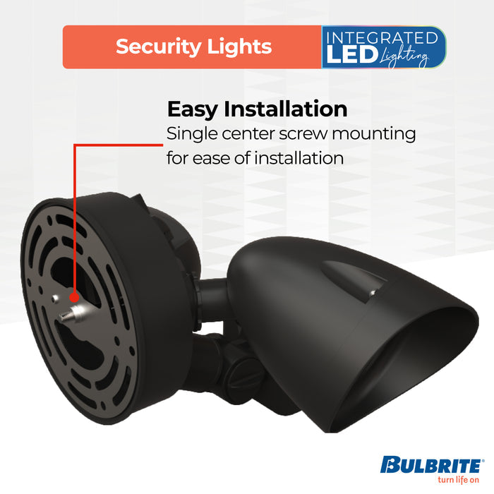 Black 24W 2-Head LED Outdoor Security Flood Light, 4000K, 2000 Lumens, 10.375-inch Dia x 5.859-inch L