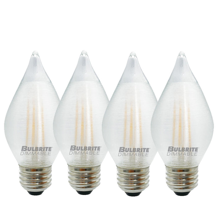 C15 4W Dimmable Satin Filament LED Light Bulb with E26 Base, 2700K, 350 Lumens, 4-Pack