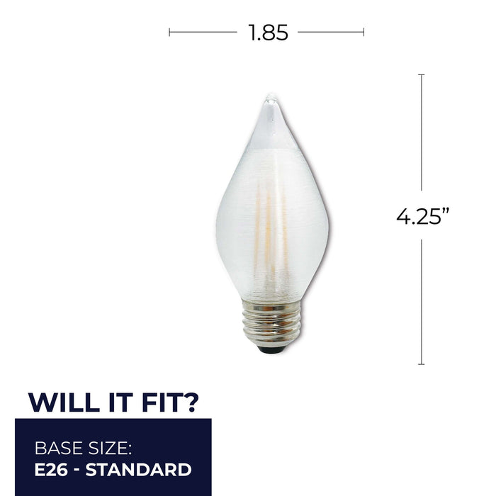 C15 4W Dimmable Satin Filament LED Light Bulb with E26 Base, 2700K, 350 Lumens, 4-Pack