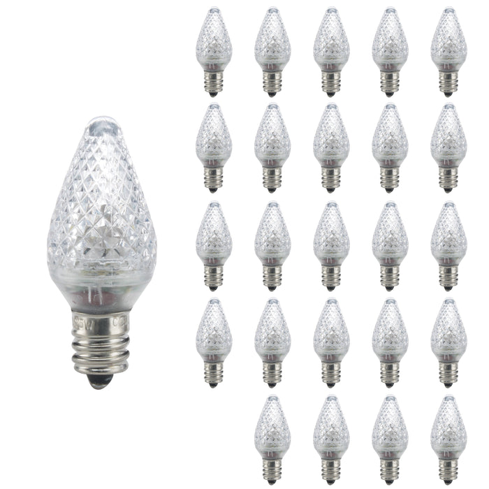 C7 0.6W Non-Dimmable Clear LED Light Bulb with E12 Base, 2700K, 25-Pack