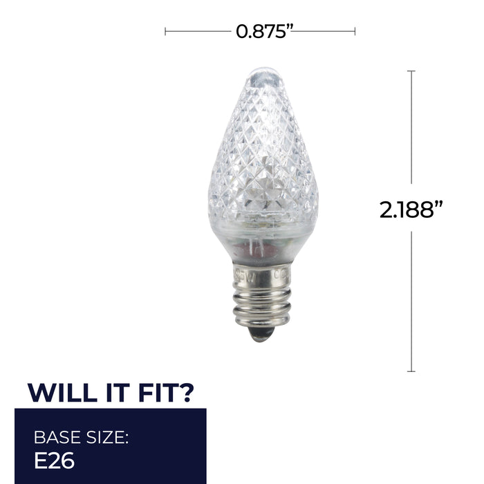 C7 0.6W Non-Dimmable Clear LED Light Bulb with E12 Base, 2700K, 25-Pack
