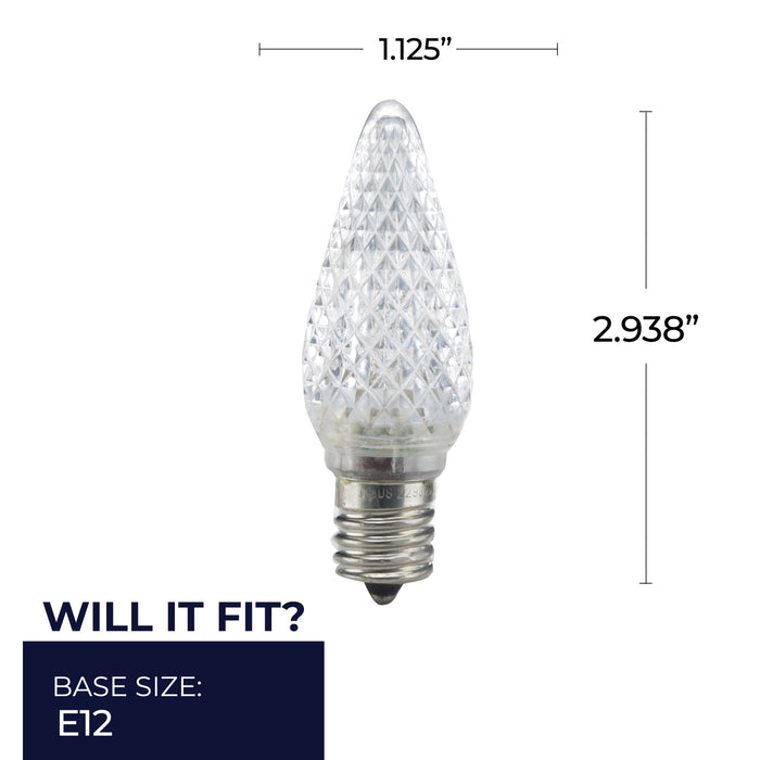 C9 0.6W Non-Dimmable Clear LED Light Bulb with E17 Base, 2700K, 25-Pack, Damp Rated