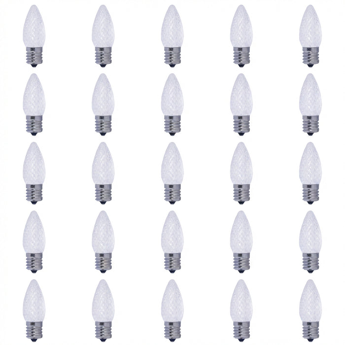 C9 0.6W Non-Dimmable Clear LED Light Bulb with E17 Base, 2700K, 25-Pack, Dry Rated