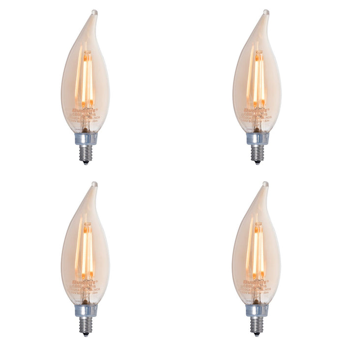 CA10 2.5W Dimmable Antique Filament LED Light Bulb with E12 Base, 2100K, 160 Lumens, 4-Pack