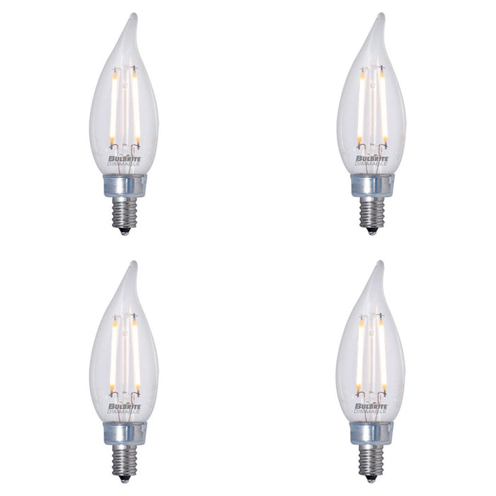 CA10 2.5W Dimmable Clear Filament LED Light Bulb with E12 Base, 2700K, 250 Lumens, 4-Pack