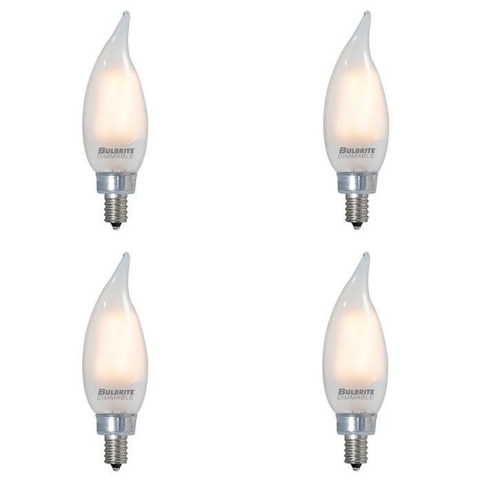 CA10 3.6W Dimmable Milky Filament LED Light Bulb with E12 Base, 2700K, 300 Lumens, 4-Pack