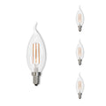 CA10 4.5W Dimmable Clear Filament LED Light Bulb with E12 Base, 2700K, 350 Lumens, 4-Pack