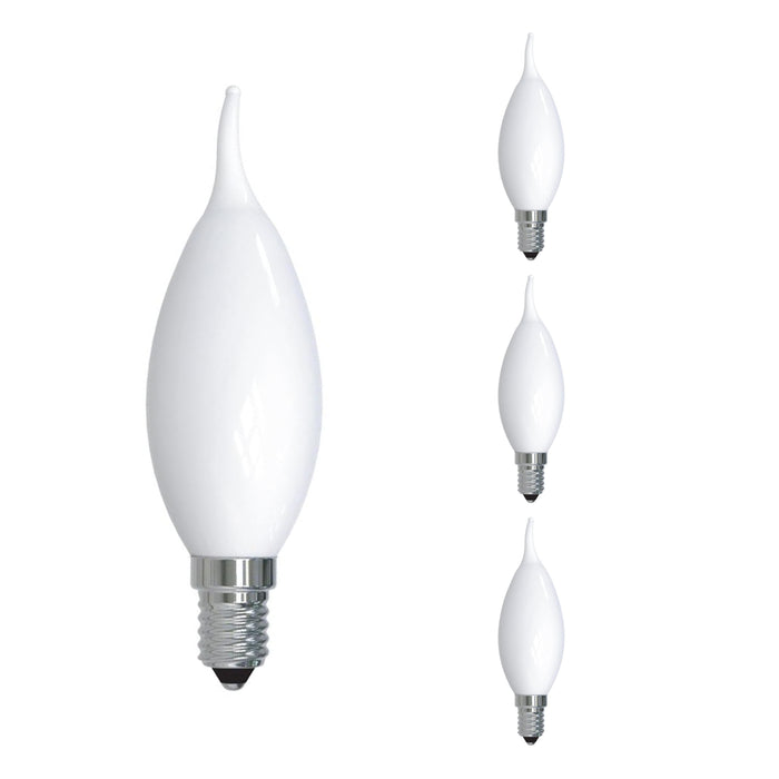 CA10 5W Dimmable Milky Filament LED Light Bulb with E12 Base, 2700K, 500 Lumens, 4-Pack