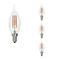 CA10 6.5W Dimmable Clear Filament LED Light Bulb with E12 Base, 2700K, 750 Lumens, 4-Pack