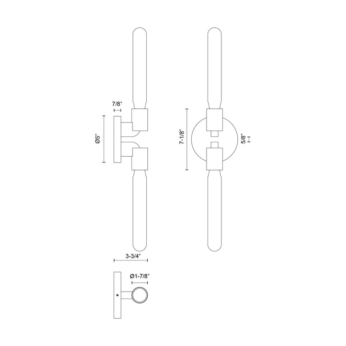 Claire 5-in 2 Lights Steel Vanity Light