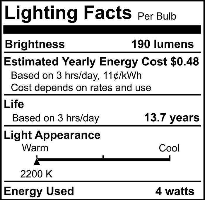 Clear 4W Dimmable LED Flush Mount Ceiling Light, 2200K, 190 Lumens, 6.3-inch Dia x 12.68-inch L