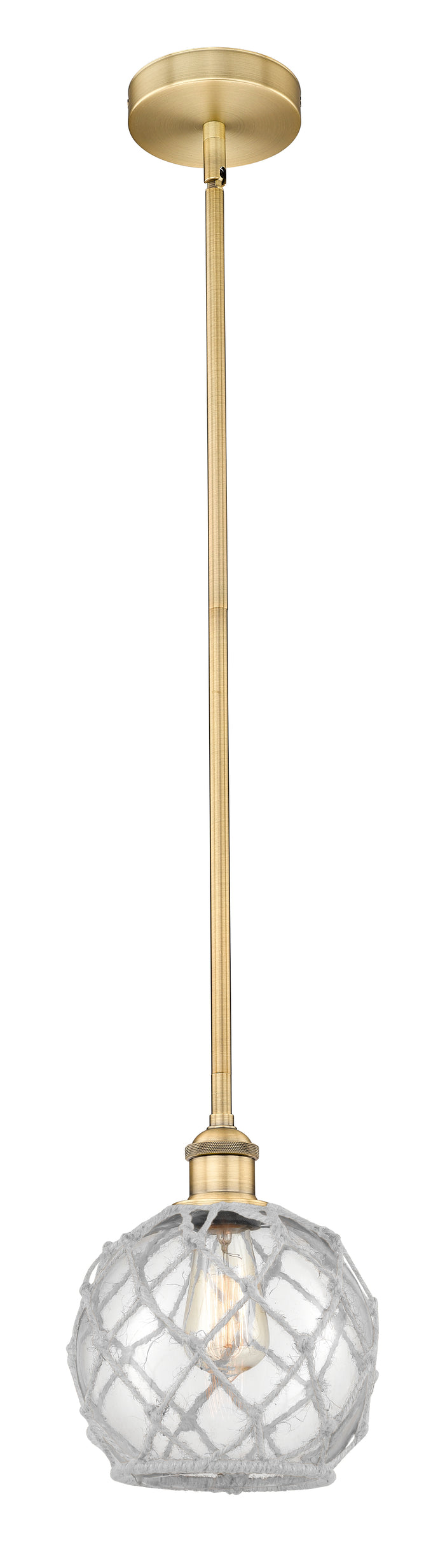 Brushed Brass / Clear Glass with White Rope