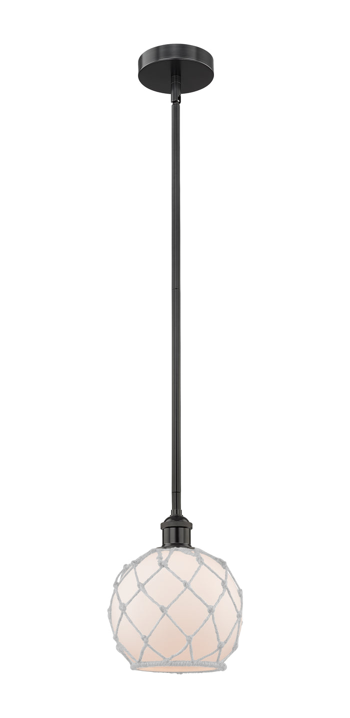 Matte Black / White Glass with White Rope