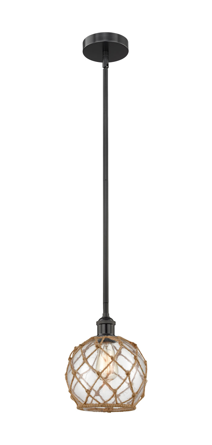 Matte Black / Clear Glass with Brown Rope