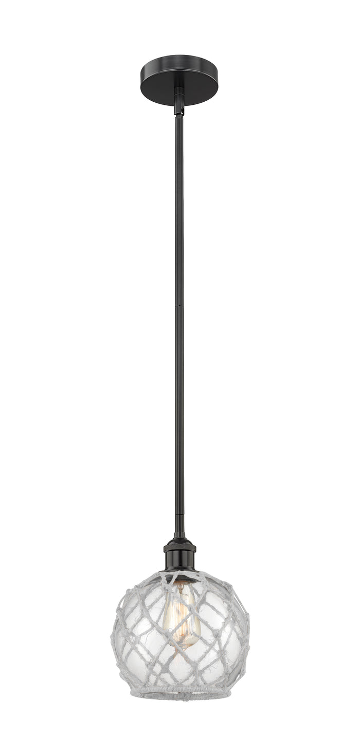 Matte Black / Clear Glass with White Rope