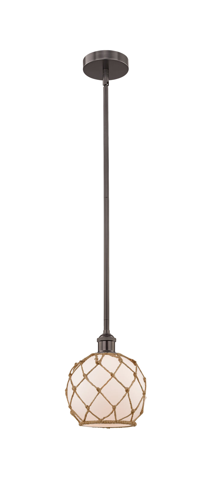 Oil Rubbed Bronze / White Glass with Brown Rope