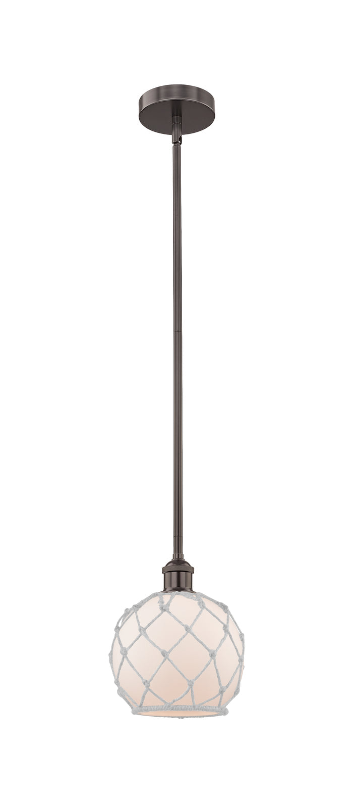 Oil Rubbed Bronze / White Glass with White Rope