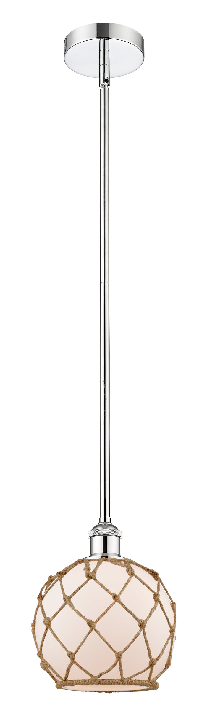 Polished Chrome / White Glass with Brown Rope