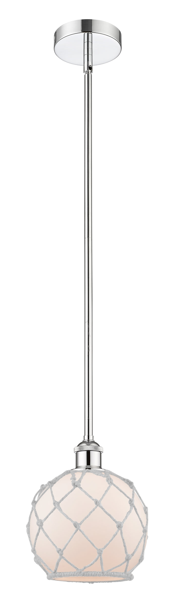 Polished Chrome / White Glass with White Rope