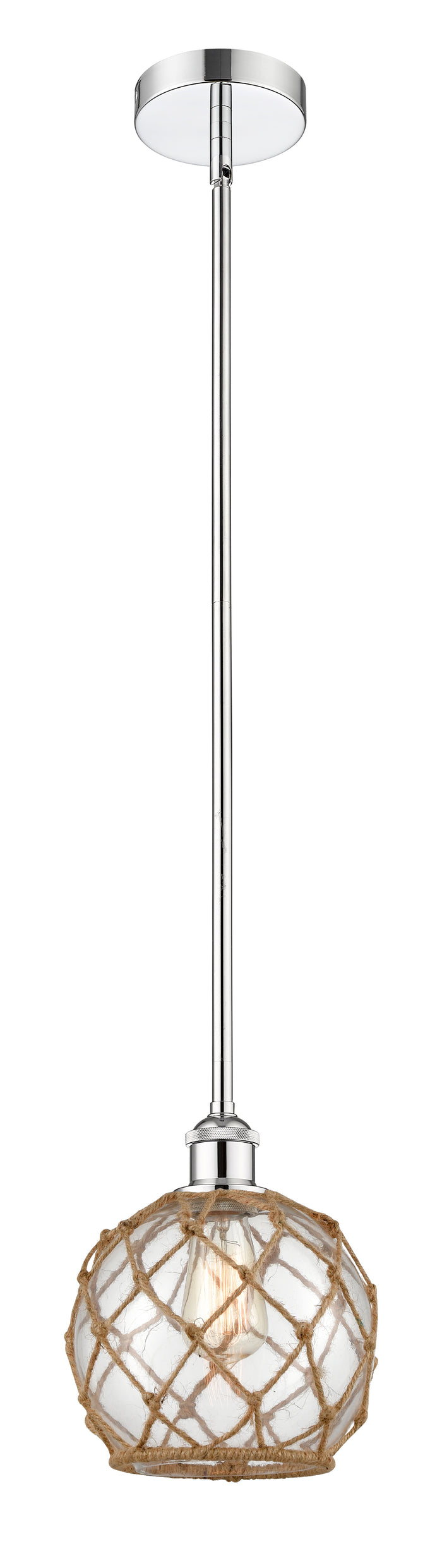 Polished Chrome / Clear Glass with Brown Rope