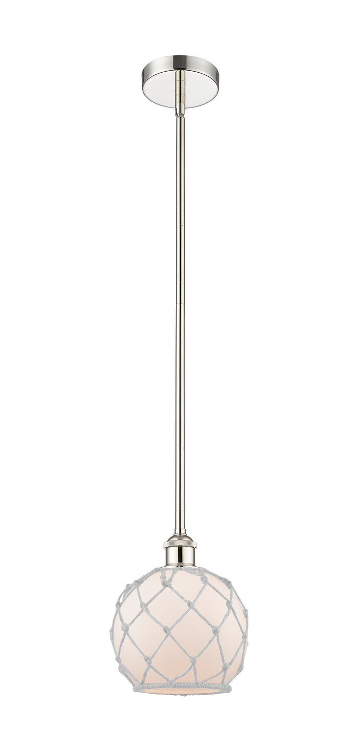Polished Nickel / White Glass with White Rope