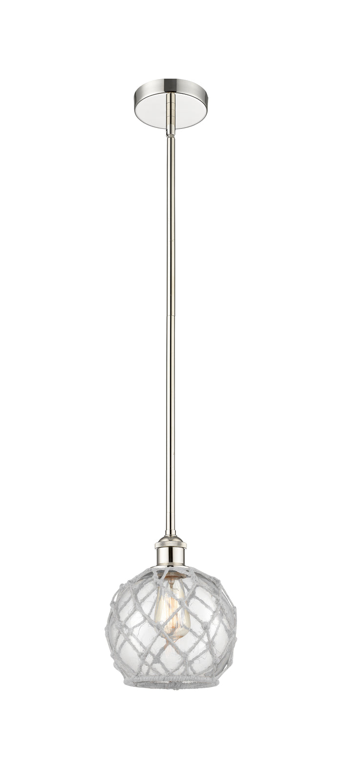 Polished Nickel / Clear Glass with White Rope