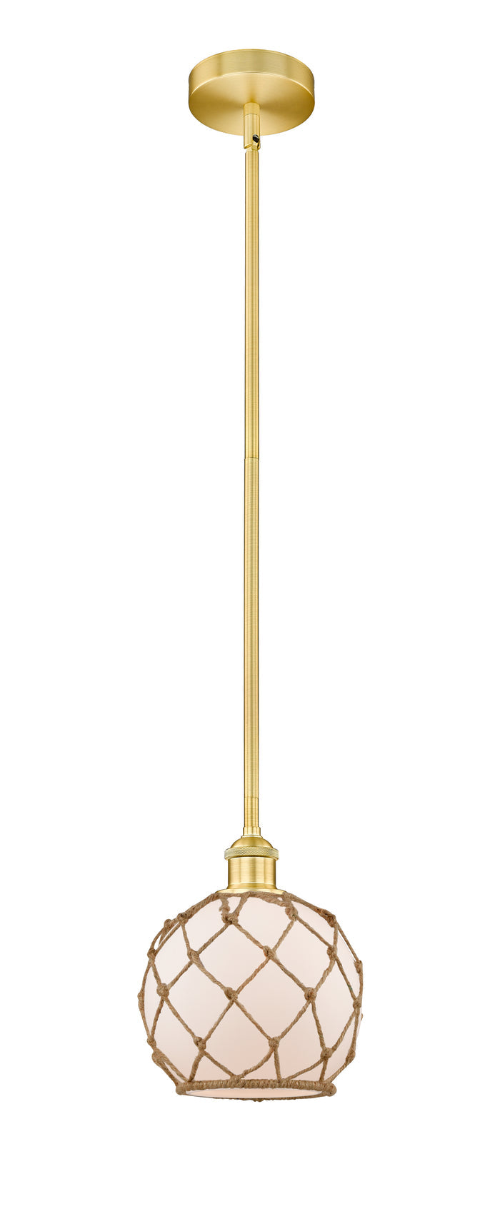 Satin Gold / White Glass with Brown Rope