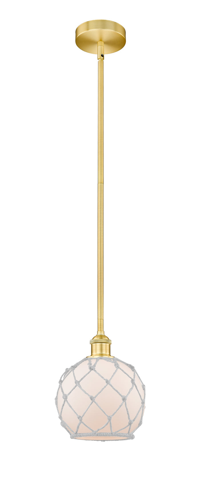 Satin Gold / White Glass with White Rope